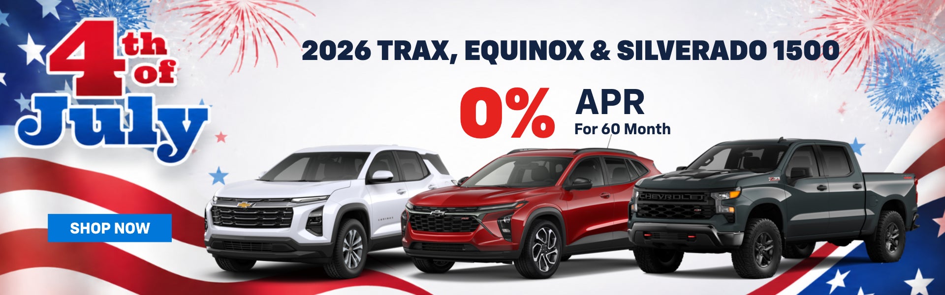 0% for 60 months on 2026 Trax, Equinox, & Silverado 1500